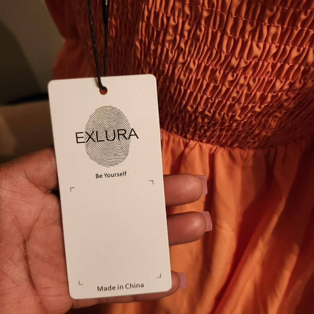 Exlura NWT Boho Peasant Dress Coral Like Color Sz. Small - Picture 11 of 15